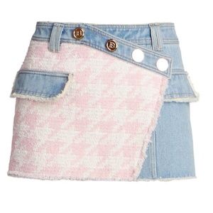 NWT Balmain Denim and Tweed Skirt